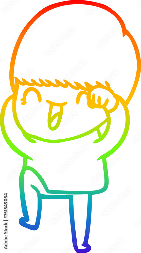 rainbow gradient line drawing happy cartoon boy rainbow gradient line drawing happy cartoon boy