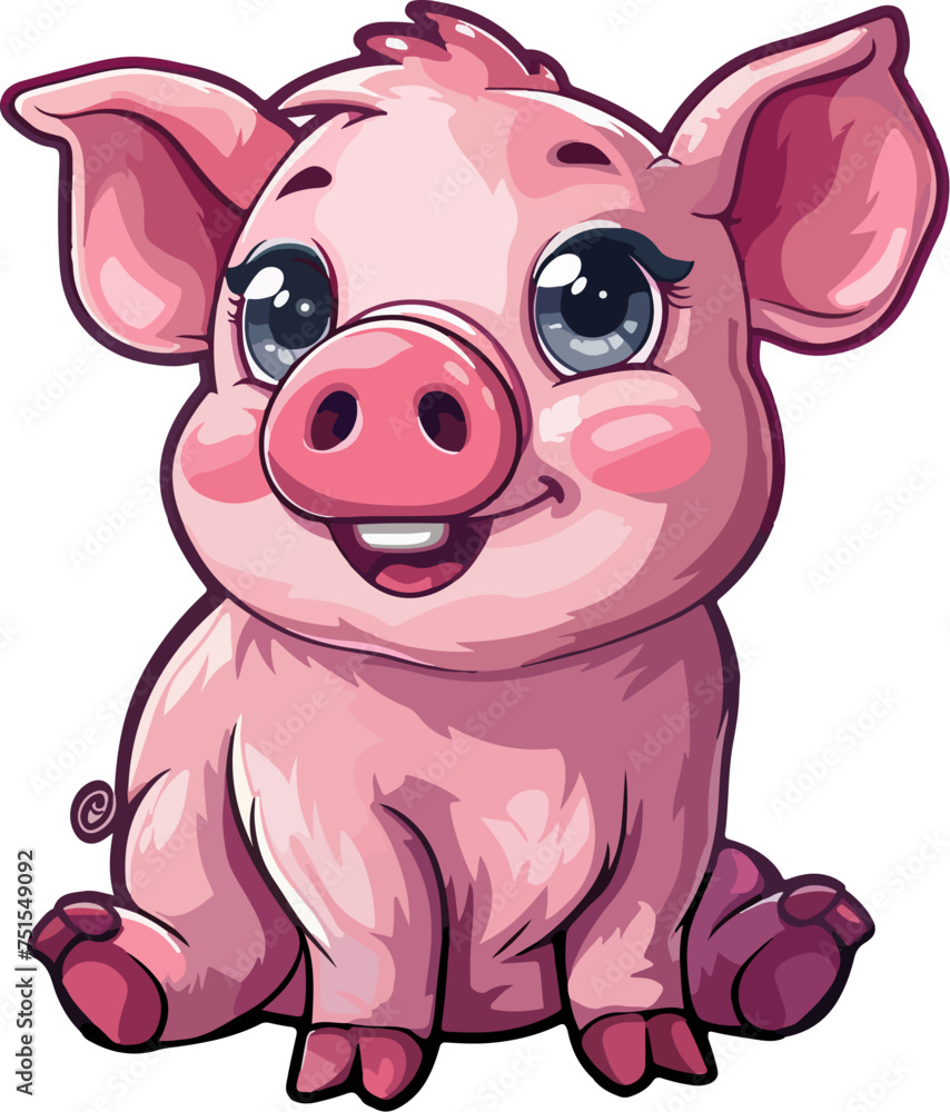 Pink baby pig cartoon illustration isolated on white background vector Pink baby pig cartoon illustration isolated on white background vector