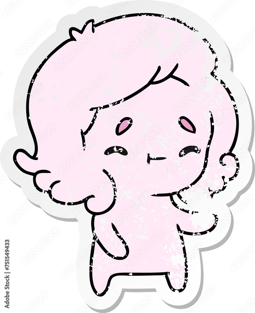 distressed sticker cartoon of a kawaii cute ghost distressed sticker cartoon of a kawaii cute ghost