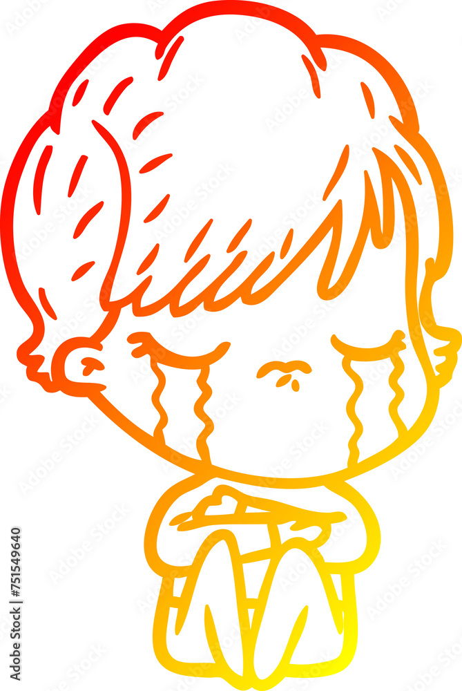warm gradient line drawing cartoon woman crying warm gradient line drawing cartoon woman crying