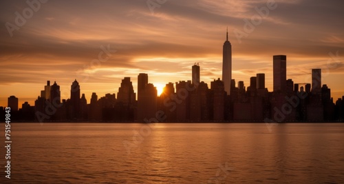  Sunset over a bustling city skyline