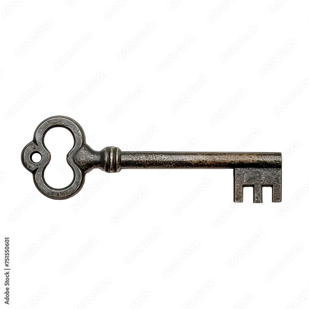 A rusty old key with a silver handle Isolated on transparent background, PNG A rusty old key with a silver handle Isolated on transparent background, PNG