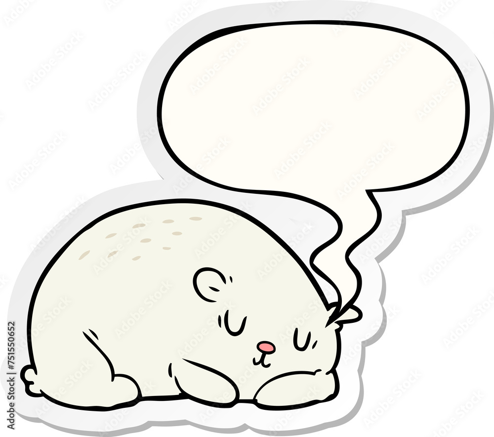cartoon sleepy polar bear and speech bubble sticker cartoon sleepy polar bear and speech bubble sticker