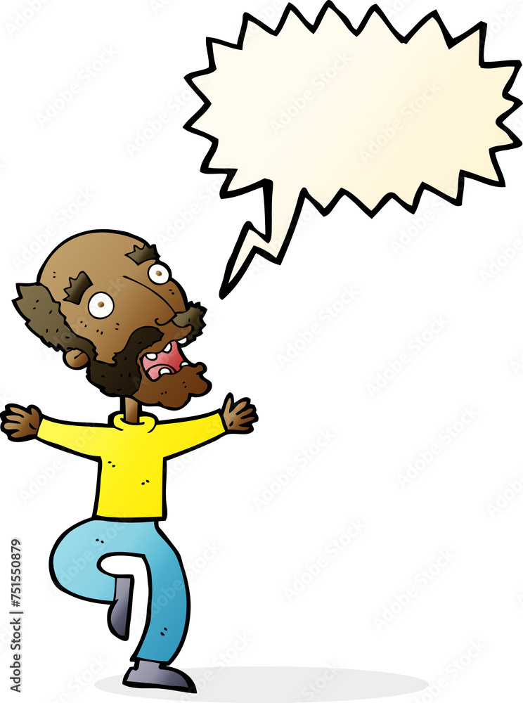 cartoon old man having a fright with speech bubble cartoon old man having a fright with speech bubble