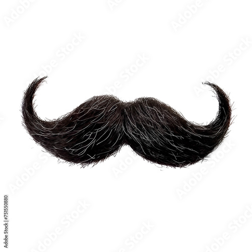 A mustache with a black color Isolated on transparent background, PNG