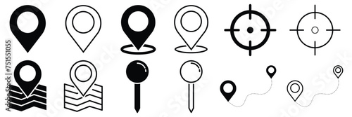 Location icon. Map marker pointer icon set. Vector illustration.