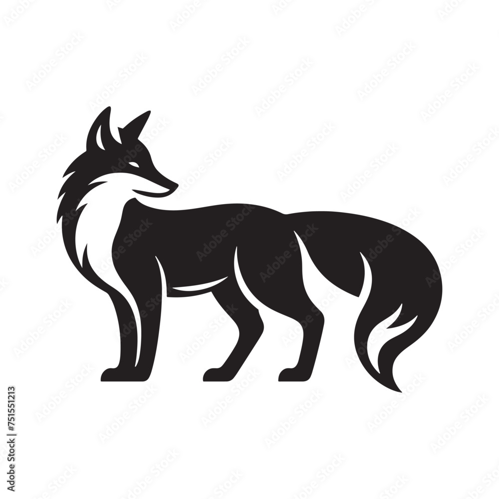 Swift Cunning: Vector Fox Silhouette - Capturing the Graceful Agility and Cleverness of Nature's Sly Trickster in Elegant Form. Fox Illustration