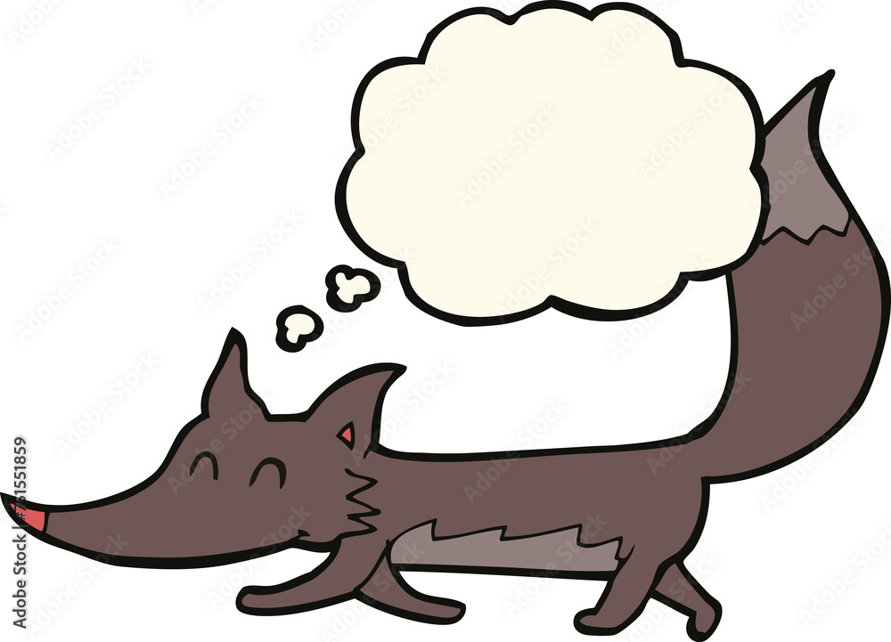 cartoon little wolf with thought bubble cartoon little wolf with thought bubble