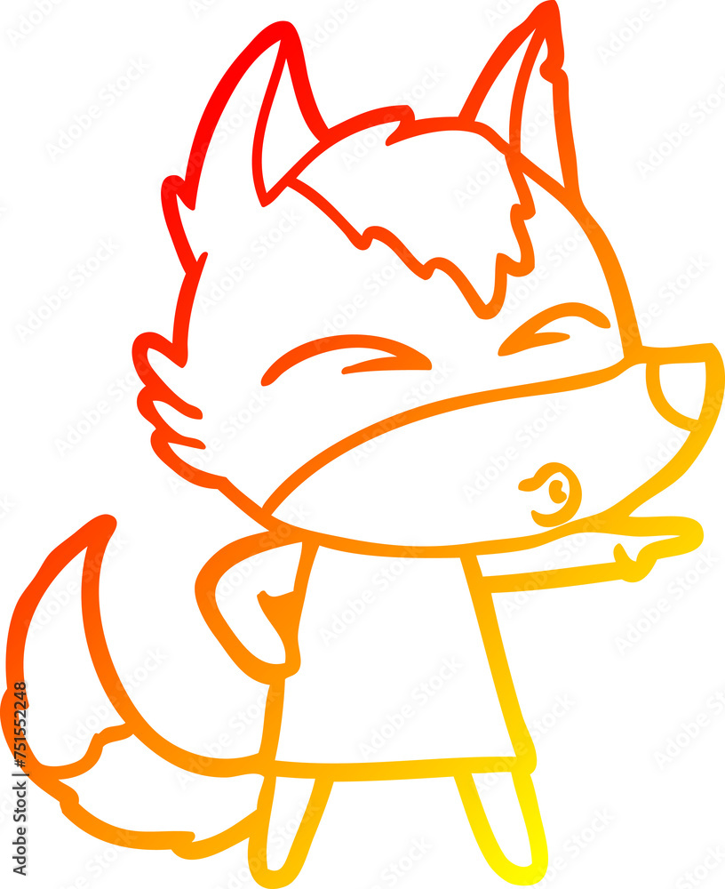 warm gradient line drawing cartoon wolf girl whistling and pointing warm gradient line drawing cartoon wolf girl whistling and pointing