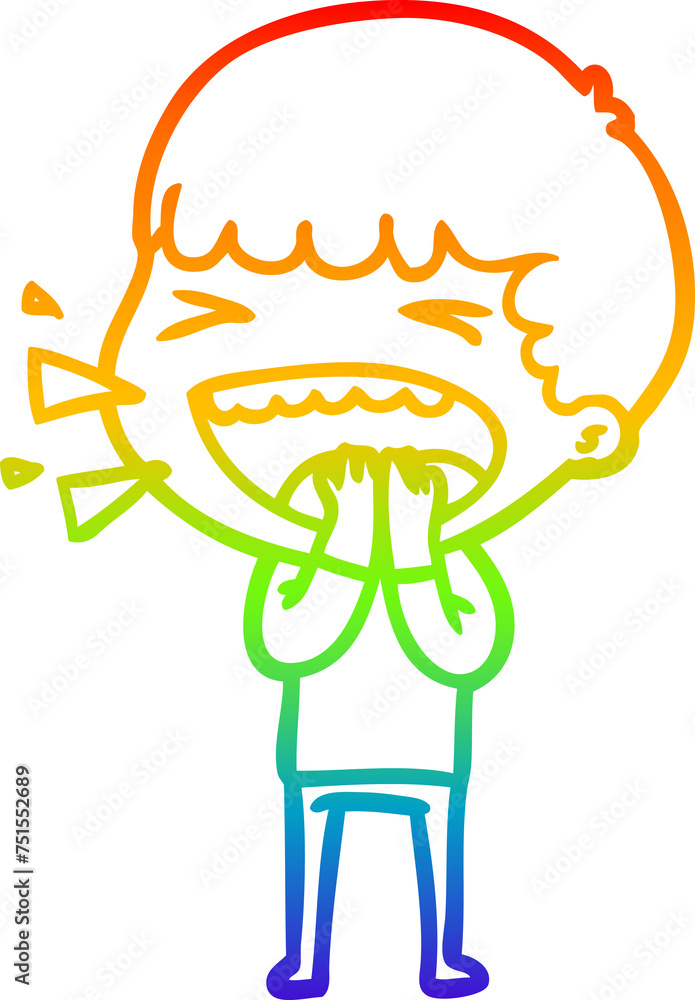 Obraz premium rainbow gradient line drawing cartoon laughing man