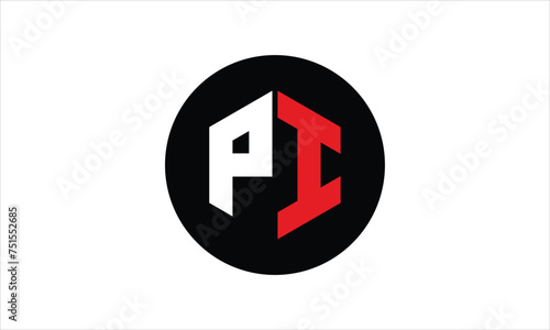 PI initial letter polygon icon gaming logo design vector template. batman logo, sports logo, monogram, falcon, war game, symbol, playing logo, abstract, fighting, typography, icon, minimal, premier 