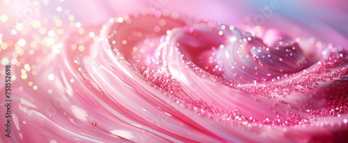 Abstract swirl of pink and glittering texture evoking a sense of whimsy and enchantment.