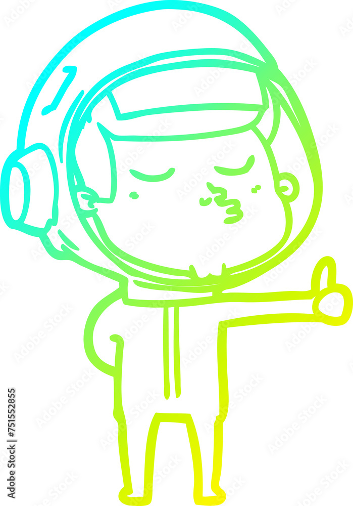 cold gradient line drawing cartoon confident astronaut giving thumbs up sign cold gradient line drawing cartoon confident astronaut giving thumbs up sign