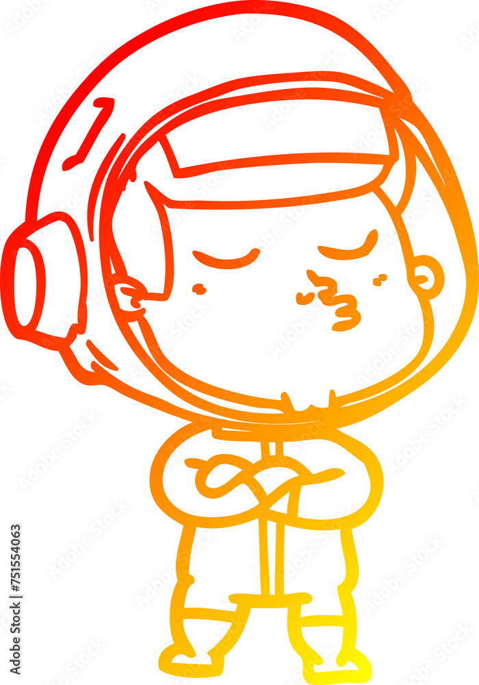 warm gradient line drawing cartoon confident astronaut warm gradient line drawing cartoon confident astronaut