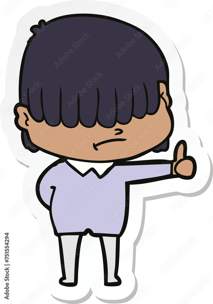 sticker of a cartoon boy with untidy hair sticker of a cartoon boy with untidy hair