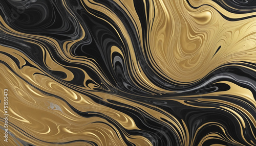 colorful black and gold abstract liquid marble texture background