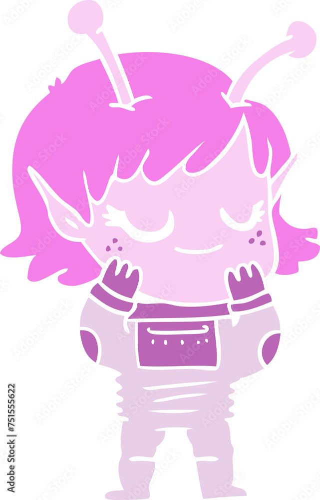 smiling alien girl flat color style cartoon smiling alien girl flat color style cartoon