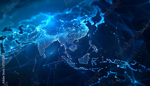 abstract map of the Southeast Asia, global network and connectivity concept.