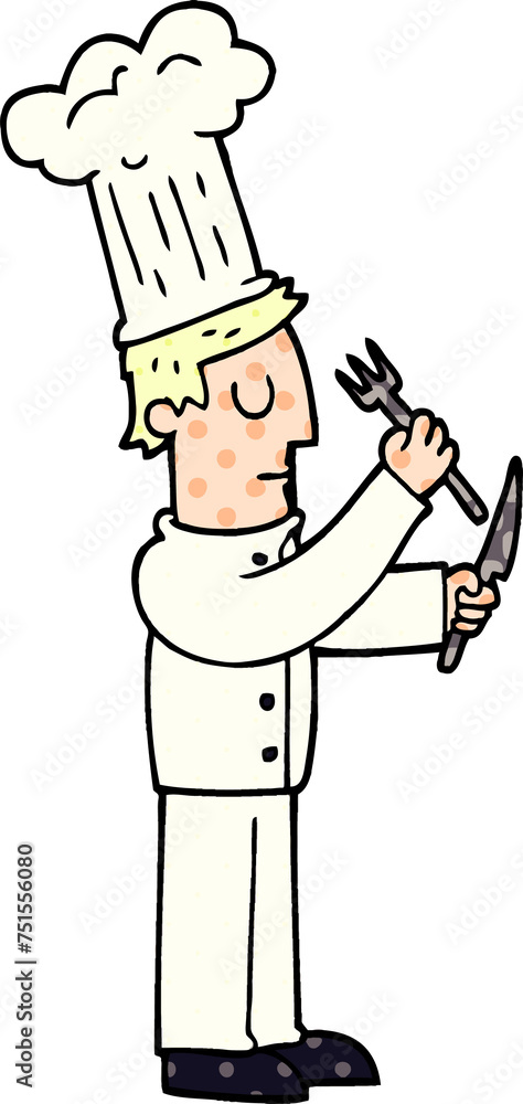 cartoon doodle chef with knife and fork cartoon doodle chef with knife and fork