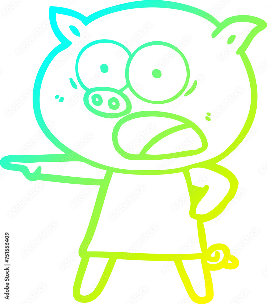 cold gradient line drawing cartoon pig shouting cold gradient line drawing cartoon pig shouting