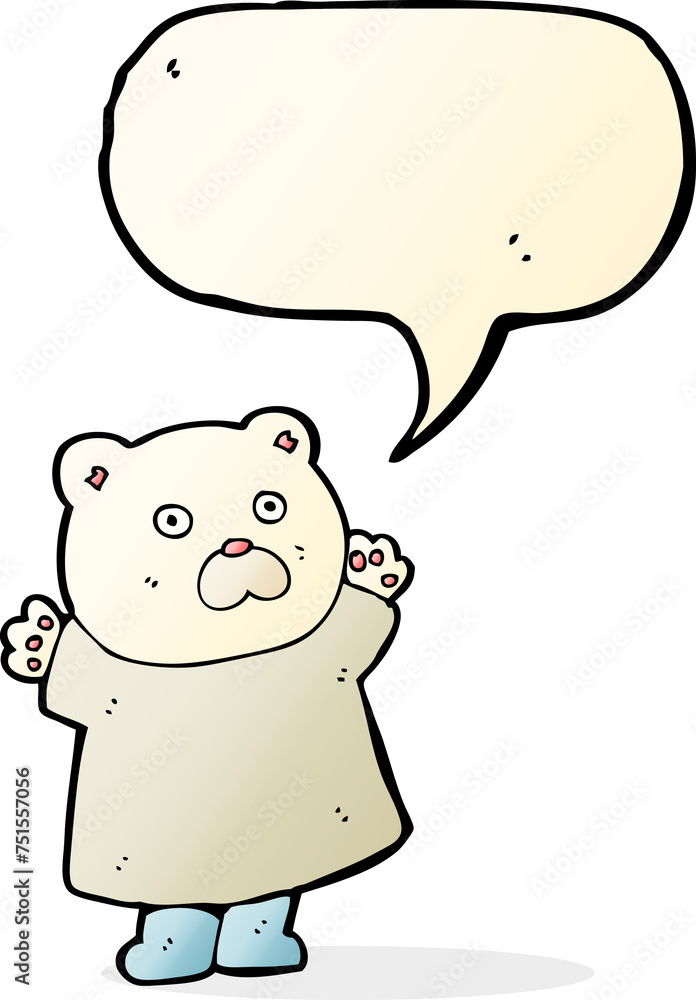funny cartoon polar bear with speech bubble