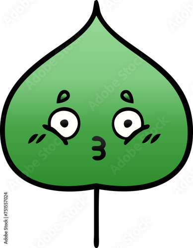 Canvastavla gradient shaded cartoon expressional leaf