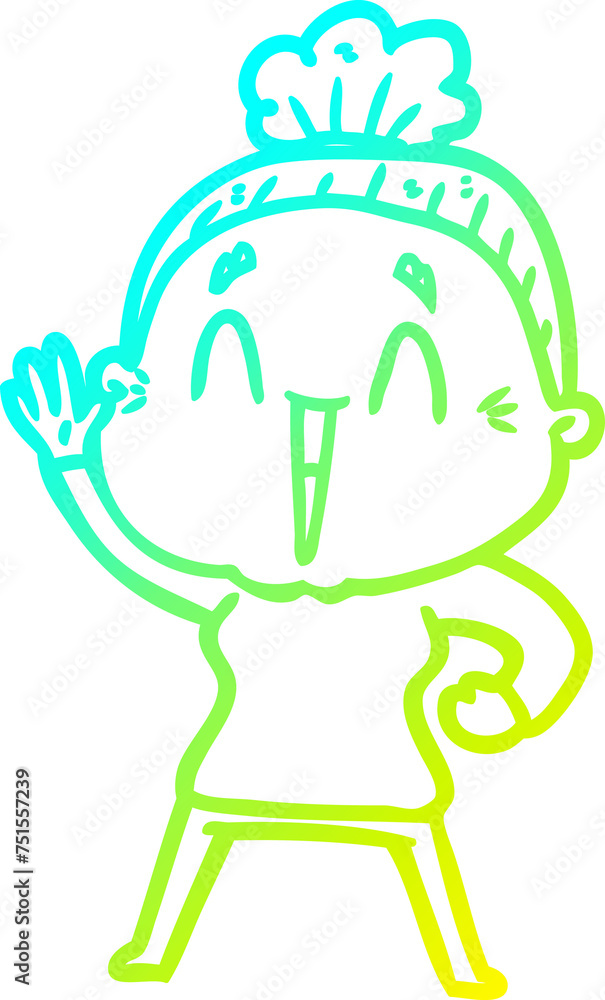 cold gradient line drawing cartoon happy old lady cold gradient line drawing cartoon happy old lady