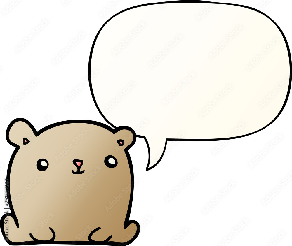 cute cartoon bear and speech bubble in smooth gradient style cute cartoon bear and speech bubble in smooth gradient style