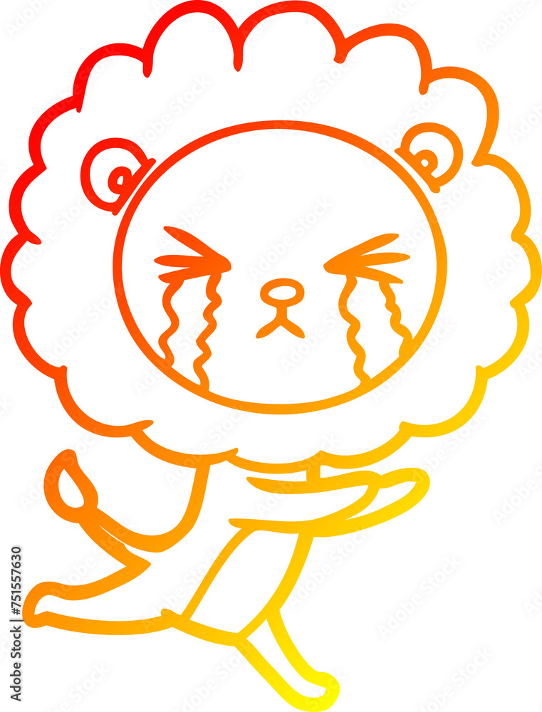 warm gradient line drawing cartoon crying lion warm gradient line drawing cartoon crying lion