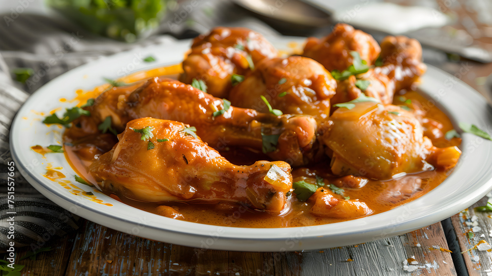 Delicious glazed chicken drumsticks on plate Delicious glazed chicken drumsticks on plate