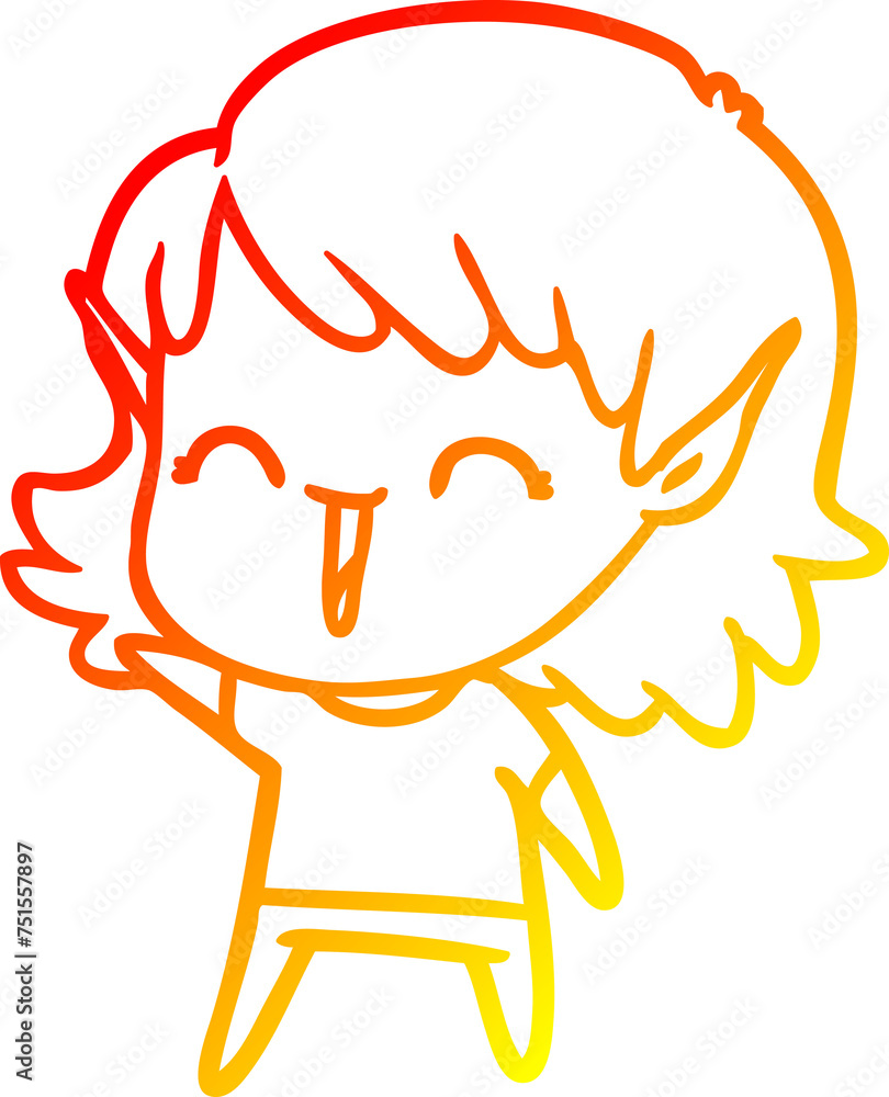 warm gradient line drawing cartoon elf girl warm gradient line drawing cartoon elf girl
