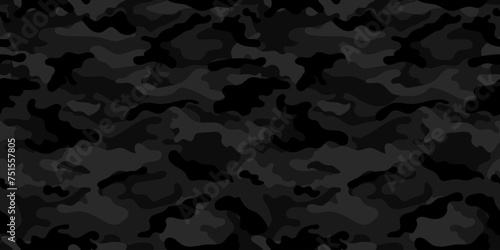 Trendy camouflage military pattern. Dark camouflage pattern for clothing design. photo