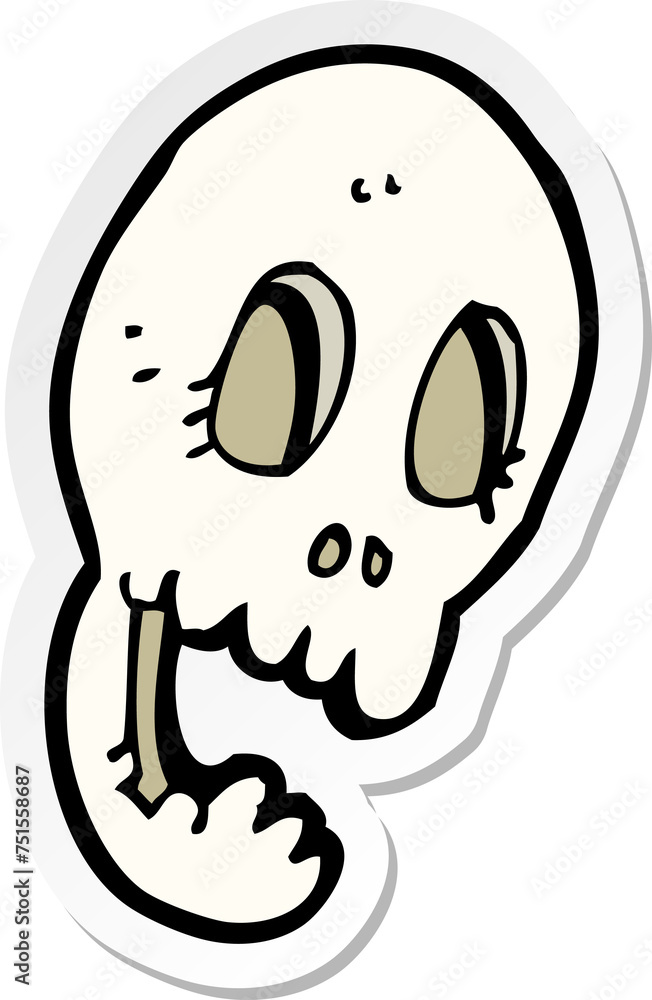 sticker of a funny cartoon skull sticker of a funny cartoon skull
