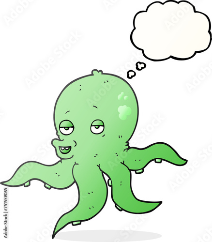 thought bubble cartoon octopus