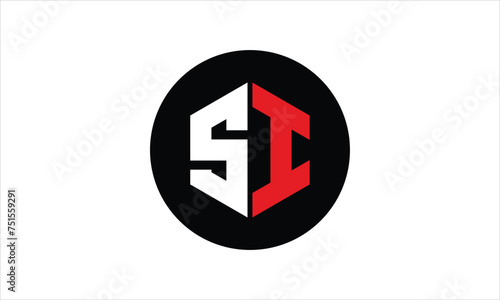 SI initial letter polygon icon gaming logo design vector template. batman logo, sports logo, monogram, falcon, war game, symbol, playing logo, abstract, fighting, typography, icon, minimal, premier 