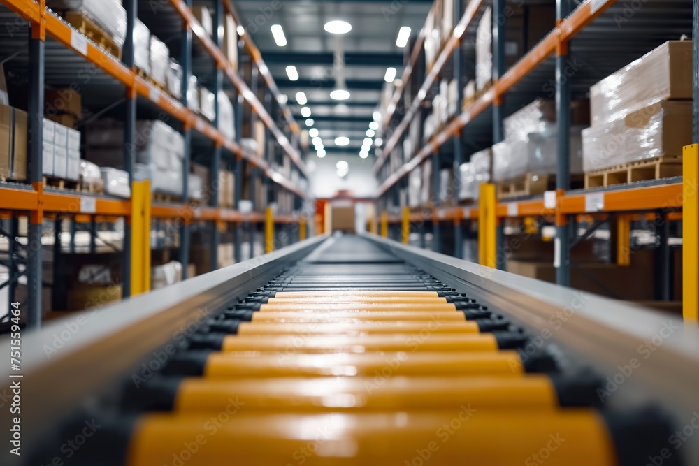 A vast warehouse brimming with shelves holding an array of products in an organized manner. A vast warehouse brimming with shelves holding an array of products in an organized manner.