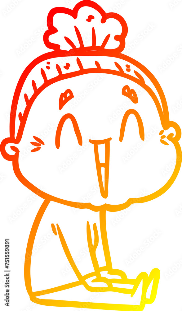 warm gradient line drawing cartoon happy old lady warm gradient line drawing cartoon happy old lady