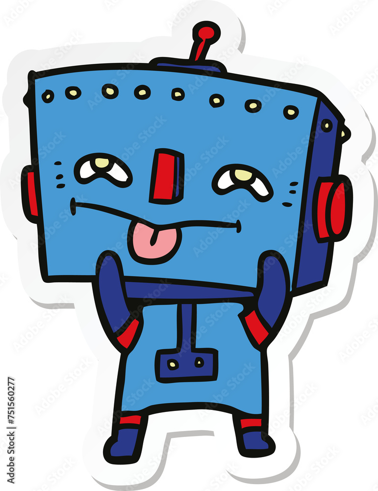 sticker of a cartoon robot sticker of a cartoon robot