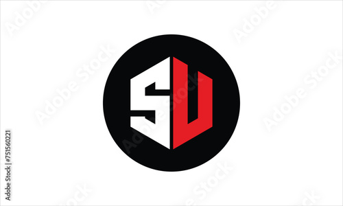 SU initial letter polygon icon gaming logo design vector template. batman logo, sports logo, monogram, falcon, war game, symbol, playing logo, abstract, fighting, typography, icon, minimal, premier 