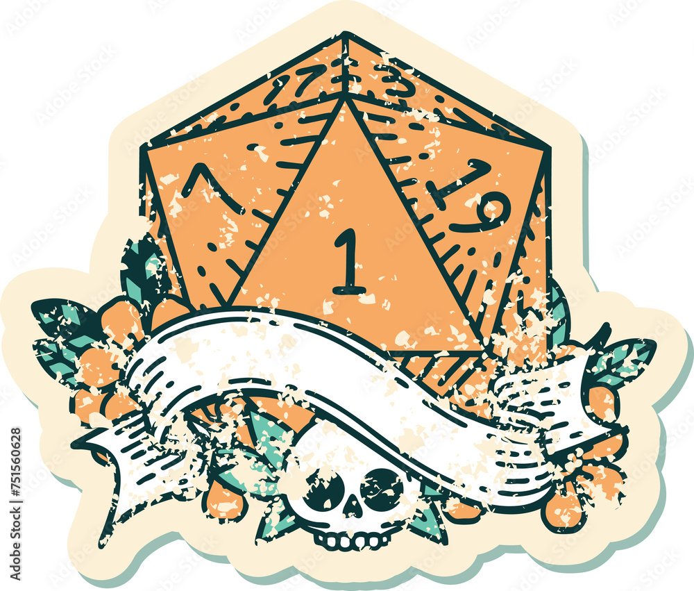 natural one d20 dice roll illustration