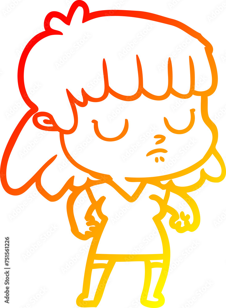 warm gradient line drawing cartoon indifferent woman warm gradient line drawing cartoon indifferent woman