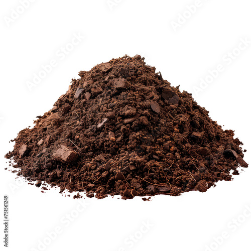 A pile of dirt with a few pieces of wood on top Isolated on transparent background, PNG