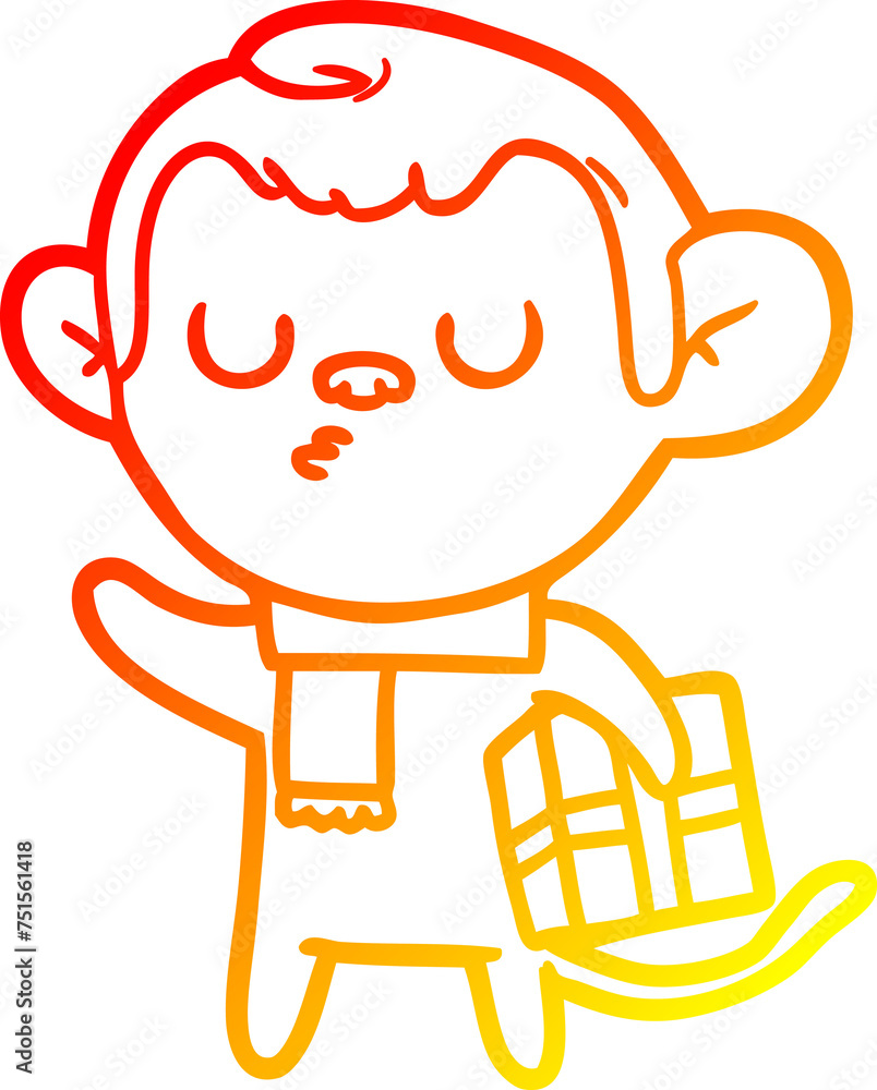 warm gradient line drawing cartoon calm monkey warm gradient line drawing cartoon calm monkey