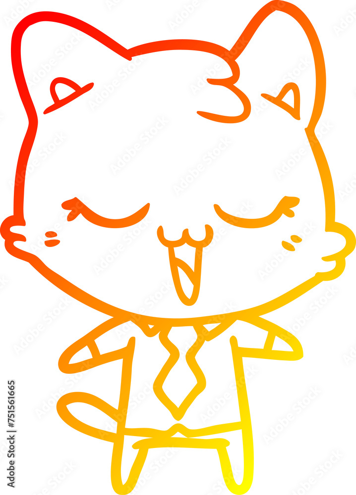 warm gradient line drawing cartoon cat warm gradient line drawing cartoon cat