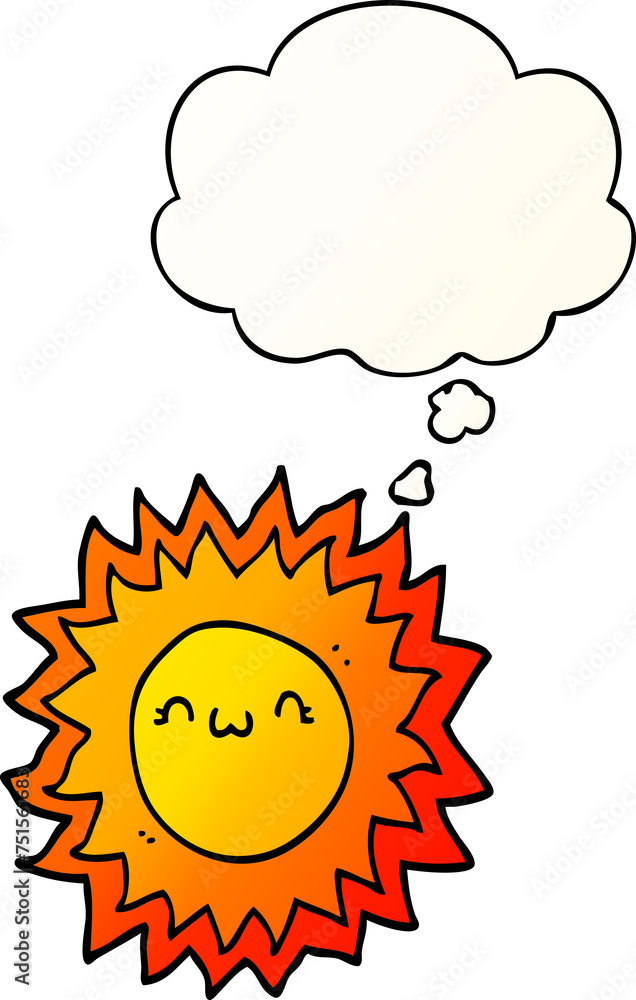 cartoon sun and thought bubble in smooth gradient style cartoon sun and thought bubble in smooth gradient style