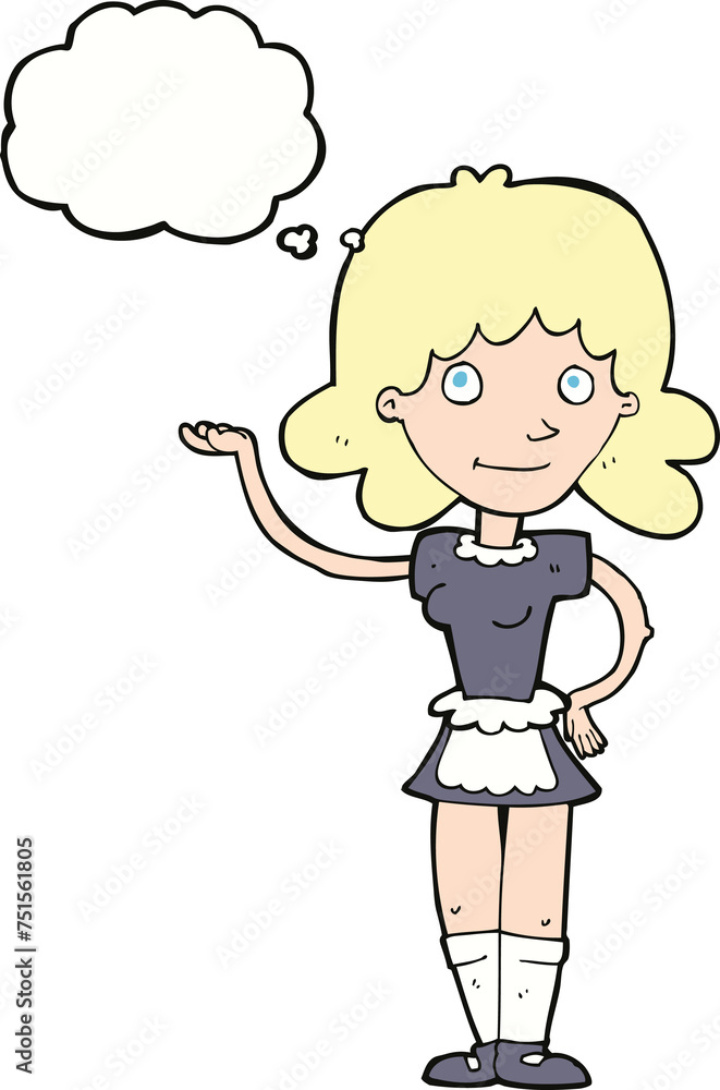 cartoon maid with thought bubble cartoon maid with thought bubble