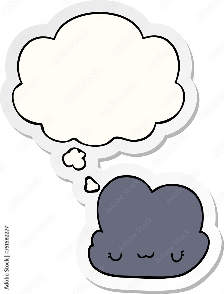 cute cartoon cloud and thought bubble as a printed sticker cute cartoon cloud and thought bubble as a printed sticker