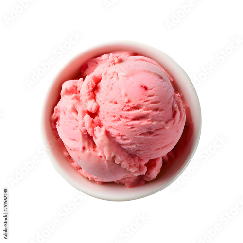 Scoop of strawberry ice cream isolated on transparent background