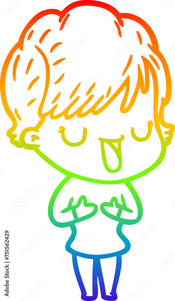 rainbow gradient line drawing cartoon woman talking rainbow gradient line drawing cartoon woman talking