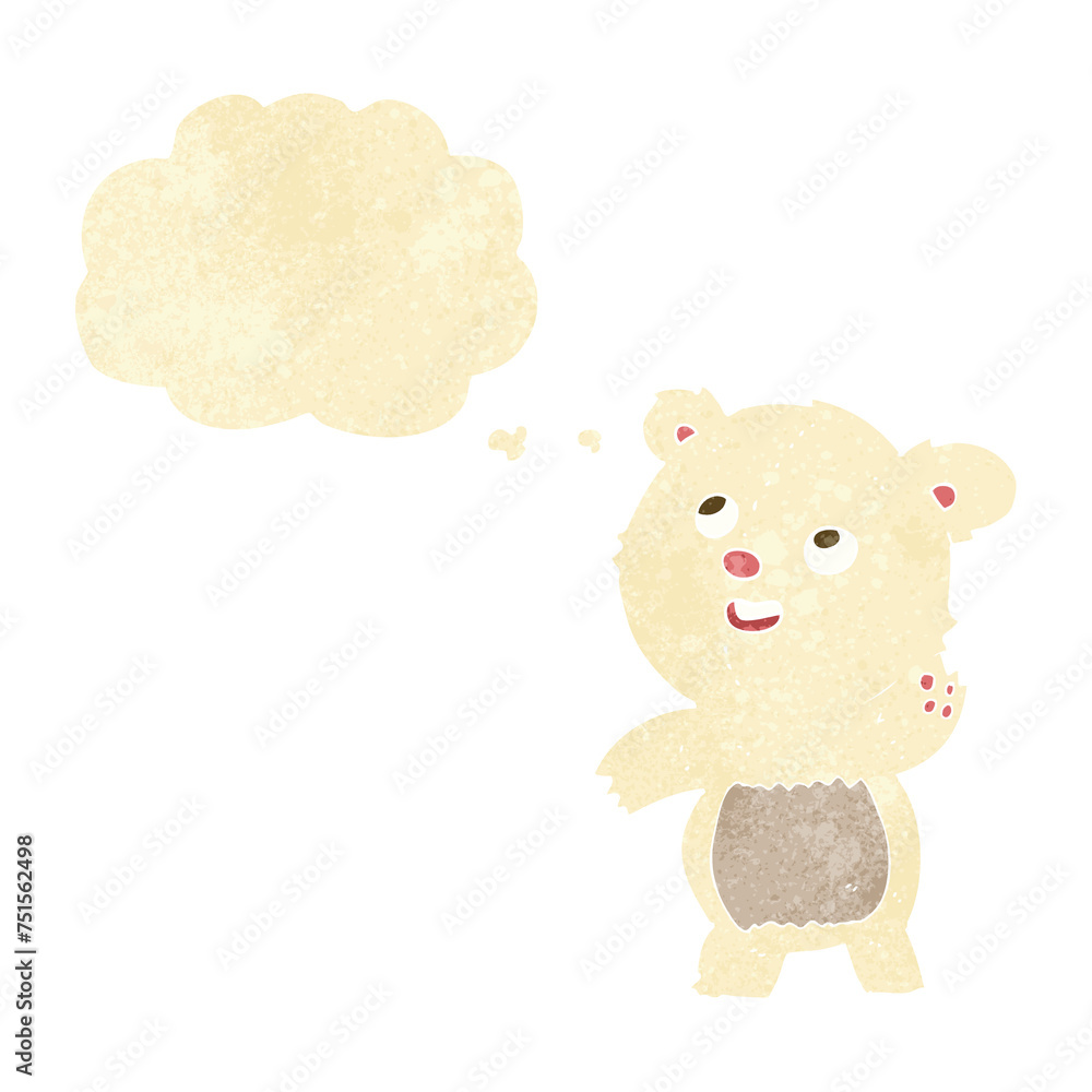 cartoon cute waving polar bear teddy with thought bubble cartoon cute waving polar bear teddy with thought bubble